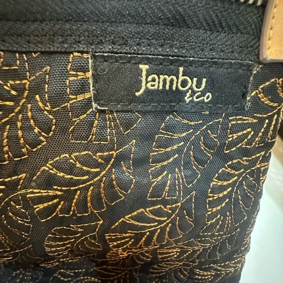 Jambu & Co Black and Brown Leaf Design 3 Way Crossbody Messenger Bag - Picture 7 of 16